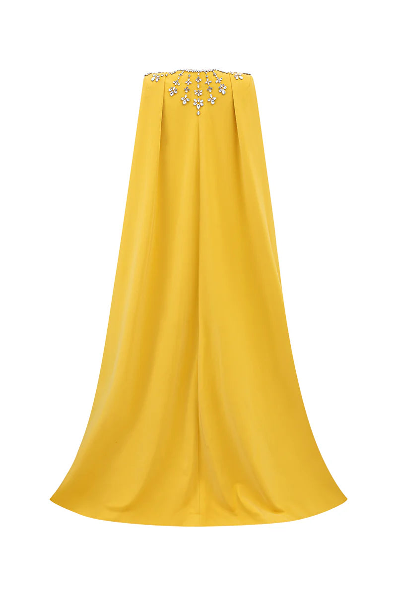 Stone Embellished Cape And Bodycon Dress Set
